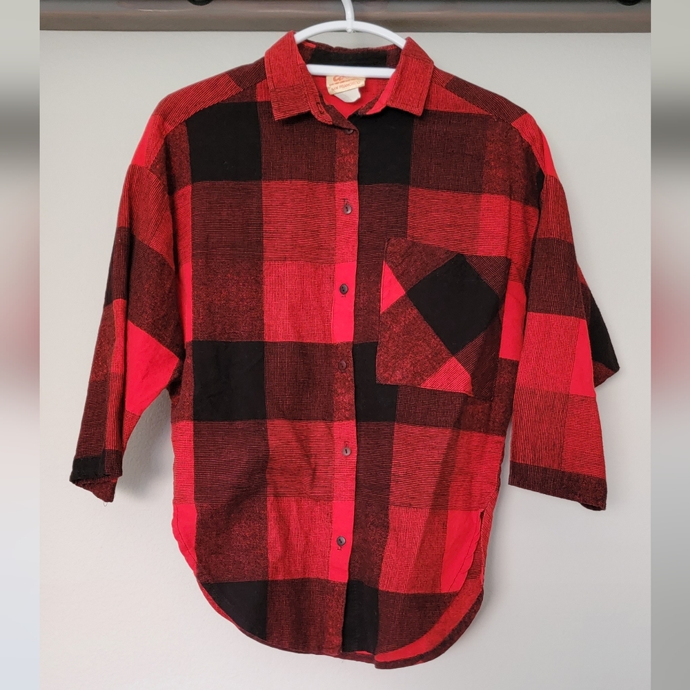 Women's Eber San Francisco vintage plaid checkerd batwing shirt
